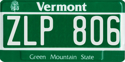 VT license plate ZLP806