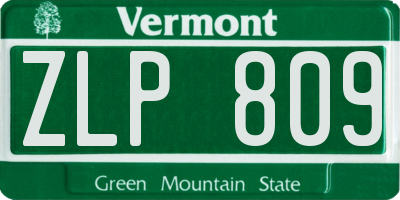 VT license plate ZLP809