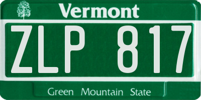 VT license plate ZLP817