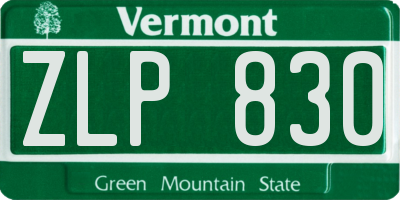 VT license plate ZLP830
