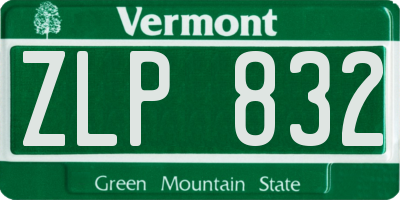 VT license plate ZLP832