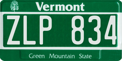 VT license plate ZLP834