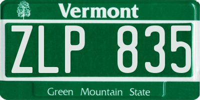 VT license plate ZLP835
