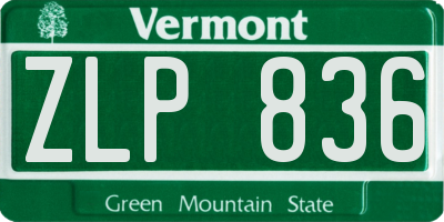VT license plate ZLP836