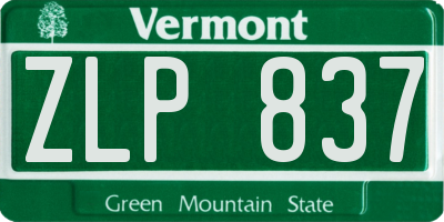 VT license plate ZLP837