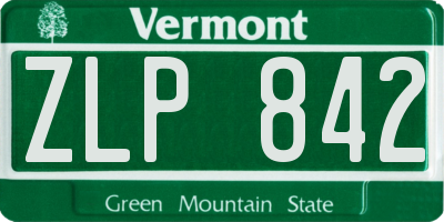 VT license plate ZLP842