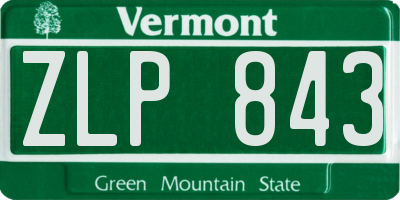 VT license plate ZLP843