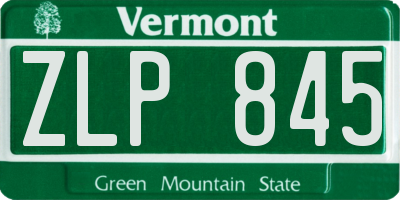 VT license plate ZLP845