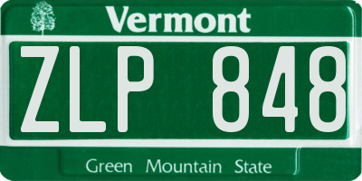VT license plate ZLP848