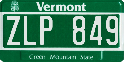 VT license plate ZLP849