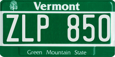 VT license plate ZLP850