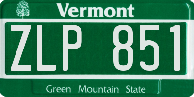 VT license plate ZLP851