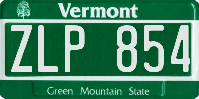 VT license plate ZLP854