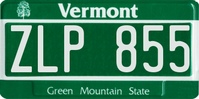 VT license plate ZLP855