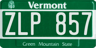 VT license plate ZLP857