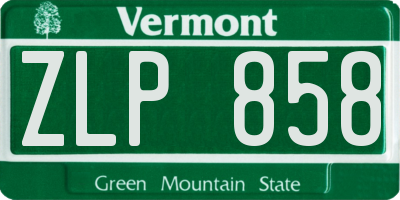 VT license plate ZLP858