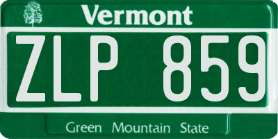 VT license plate ZLP859