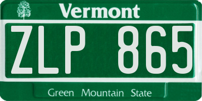VT license plate ZLP865