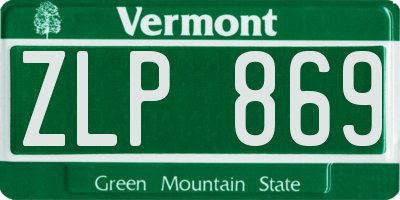 VT license plate ZLP869