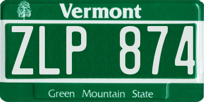 VT license plate ZLP874