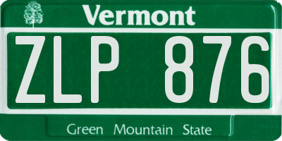 VT license plate ZLP876
