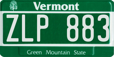 VT license plate ZLP883