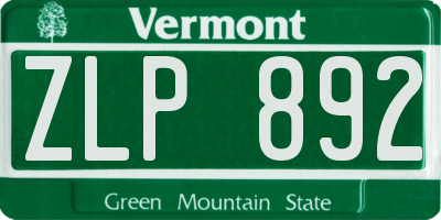 VT license plate ZLP892