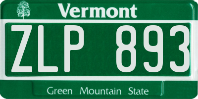 VT license plate ZLP893
