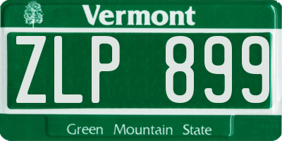 VT license plate ZLP899
