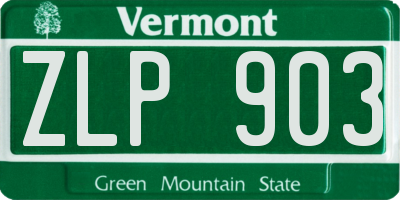VT license plate ZLP903