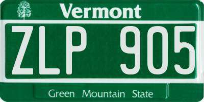 VT license plate ZLP905