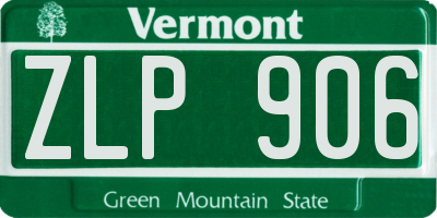 VT license plate ZLP906