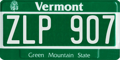 VT license plate ZLP907