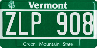 VT license plate ZLP908