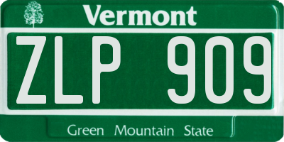 VT license plate ZLP909