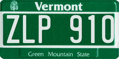 VT license plate ZLP910