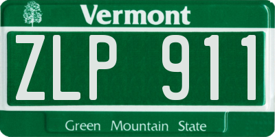 VT license plate ZLP911