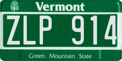 VT license plate ZLP914