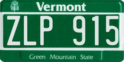 VT license plate ZLP915