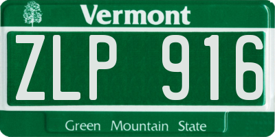 VT license plate ZLP916