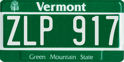 VT license plate ZLP917