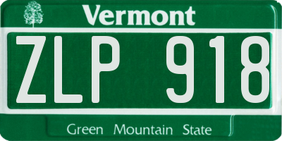 VT license plate ZLP918