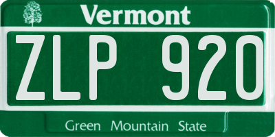 VT license plate ZLP920