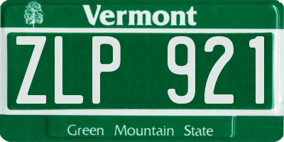 VT license plate ZLP921