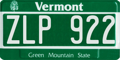 VT license plate ZLP922
