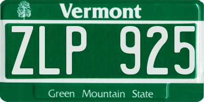 VT license plate ZLP925