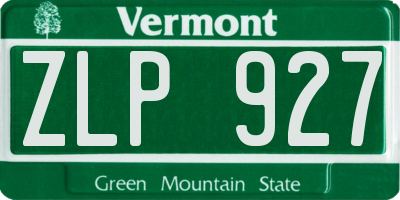 VT license plate ZLP927