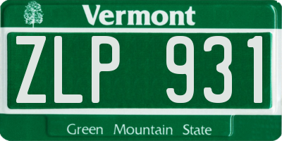 VT license plate ZLP931