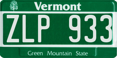 VT license plate ZLP933