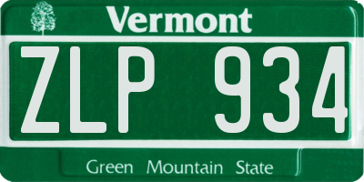 VT license plate ZLP934